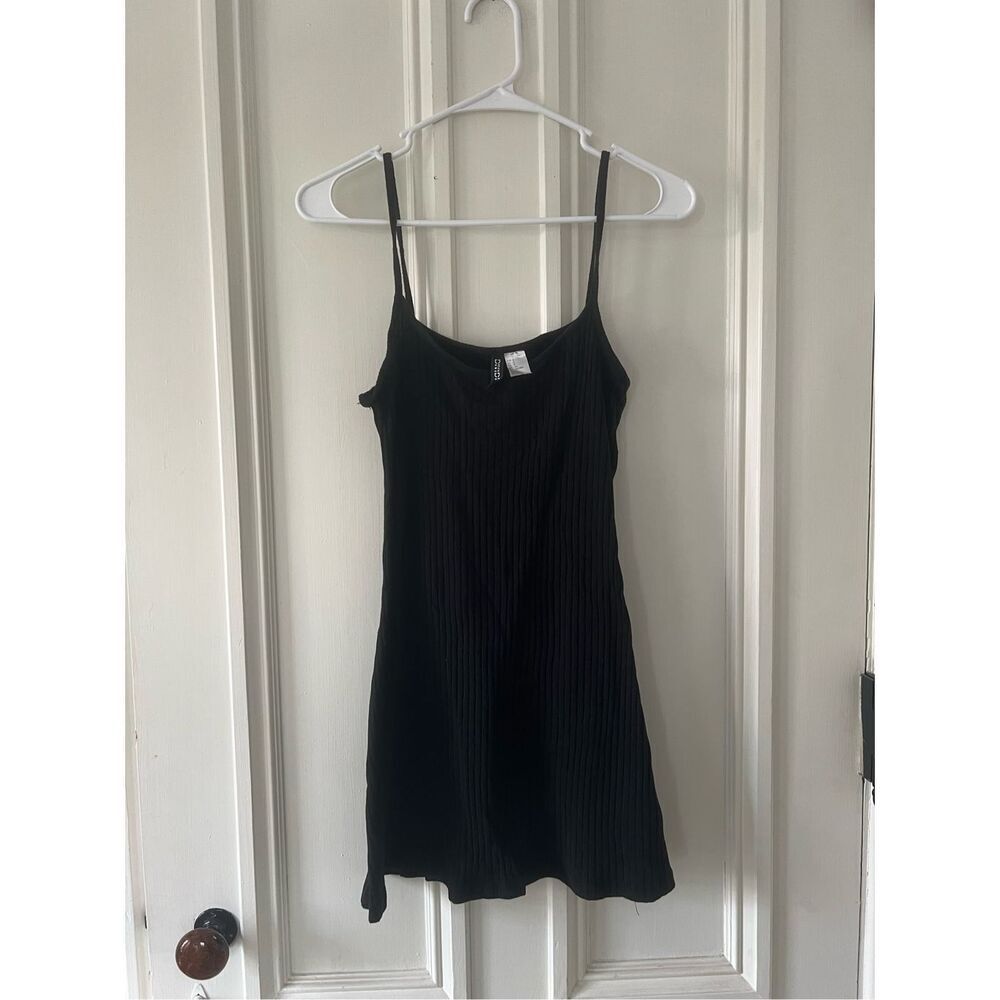 H&M Divided black ribbed tank mini dress S